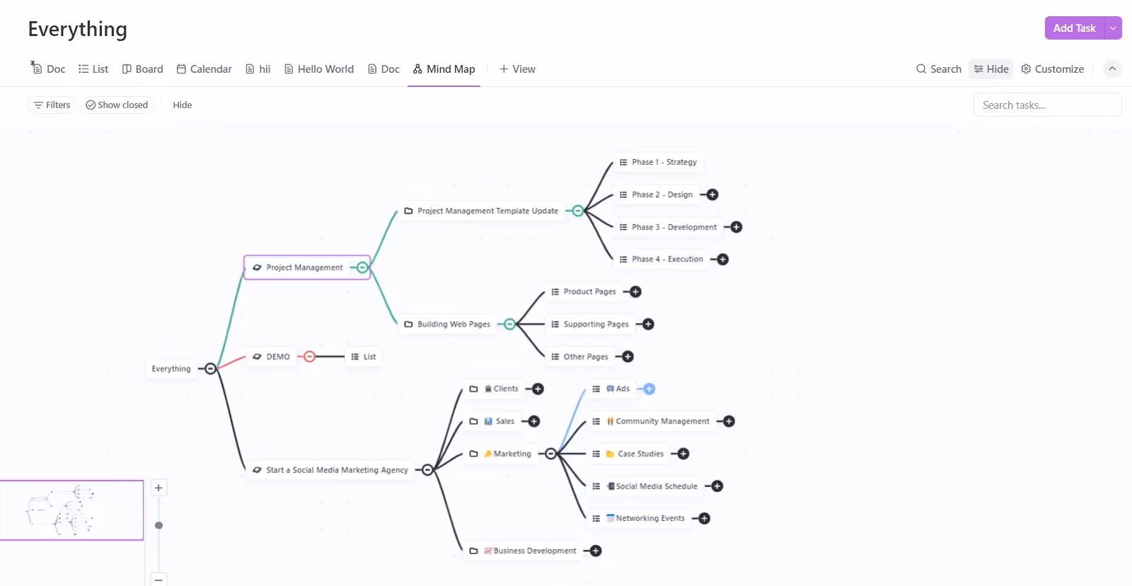 Mind Map View is great for visualizing ideas