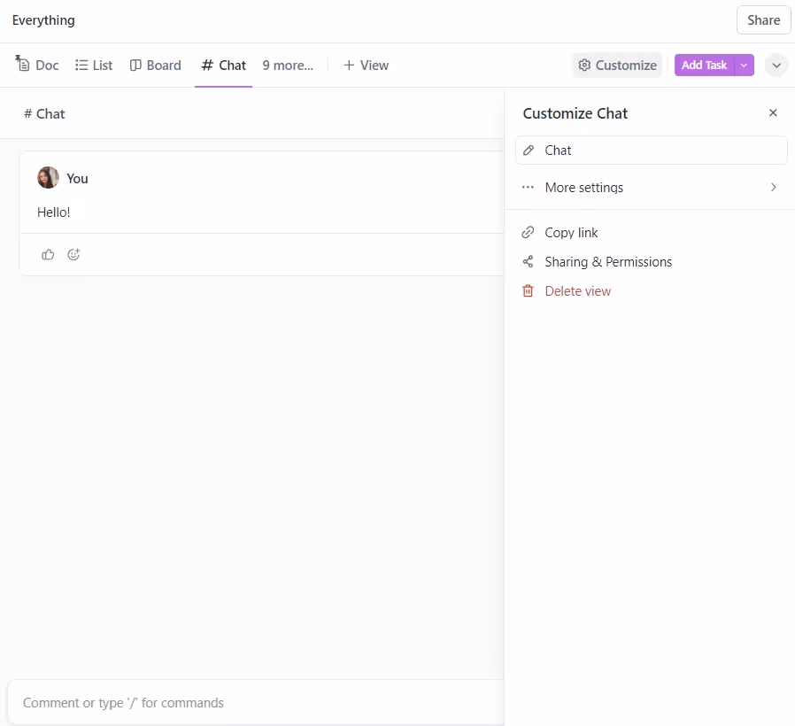 Chat View in ClickUp