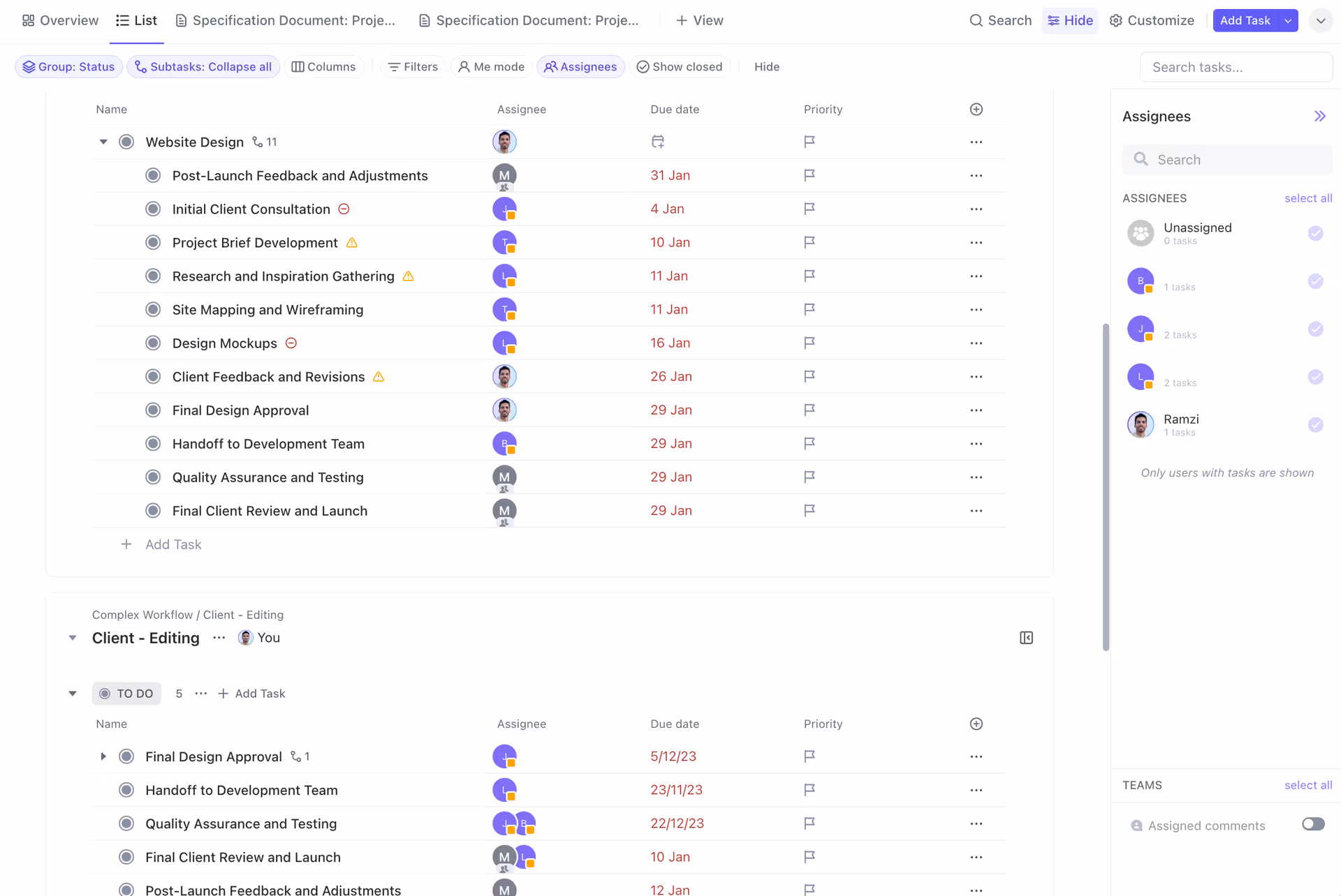 People Sidebar in ClickUp