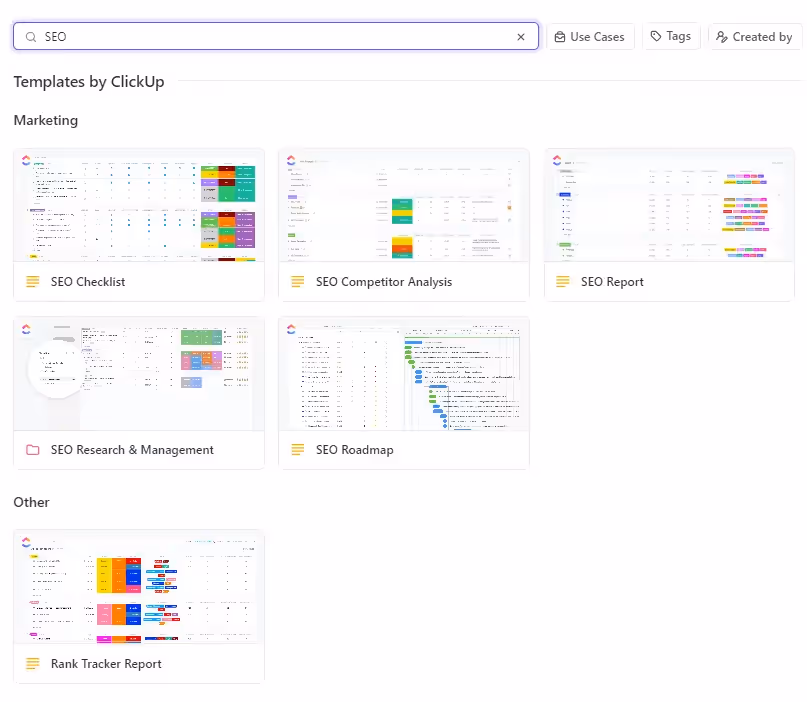 Explore ClickUp SEO Templates