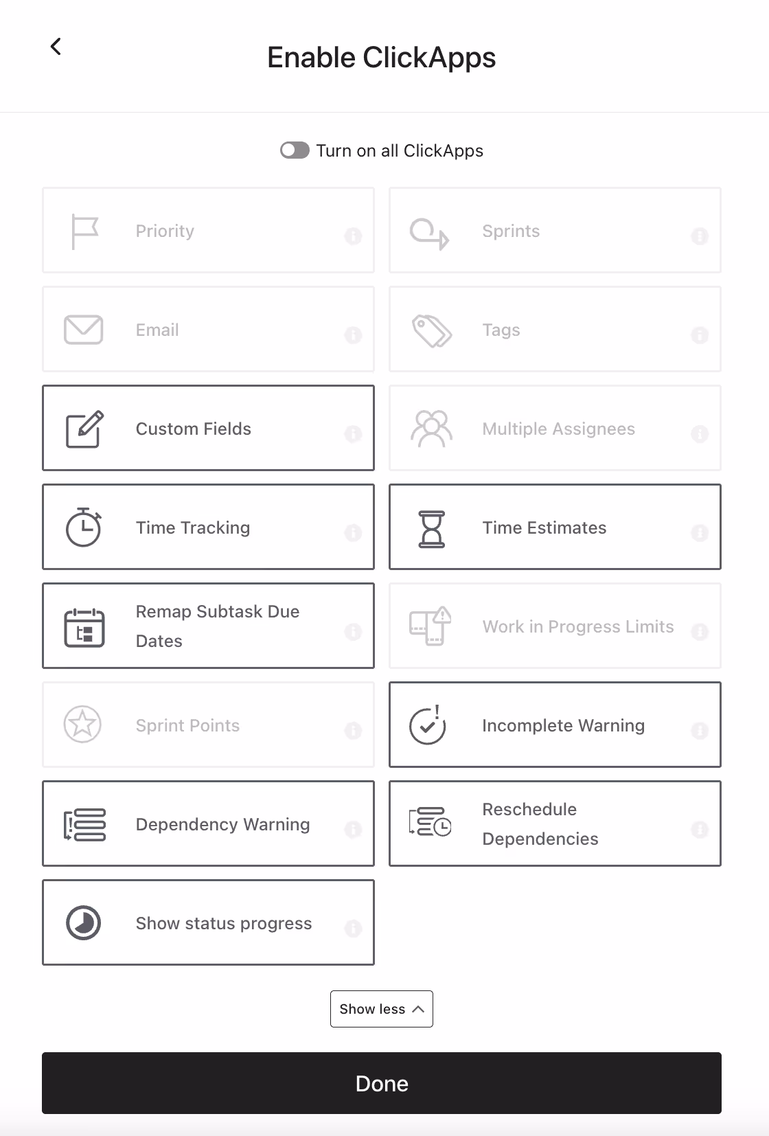 Setting up statuses