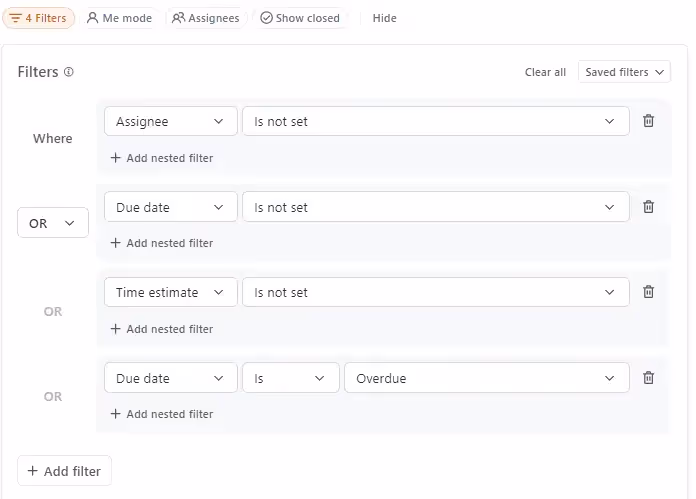 Set Up Different Filters