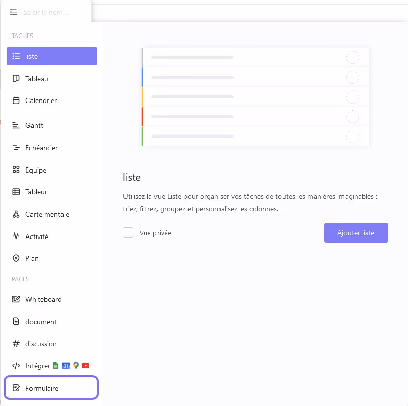 Ajouter une Vue Formulaire sur ClickUp