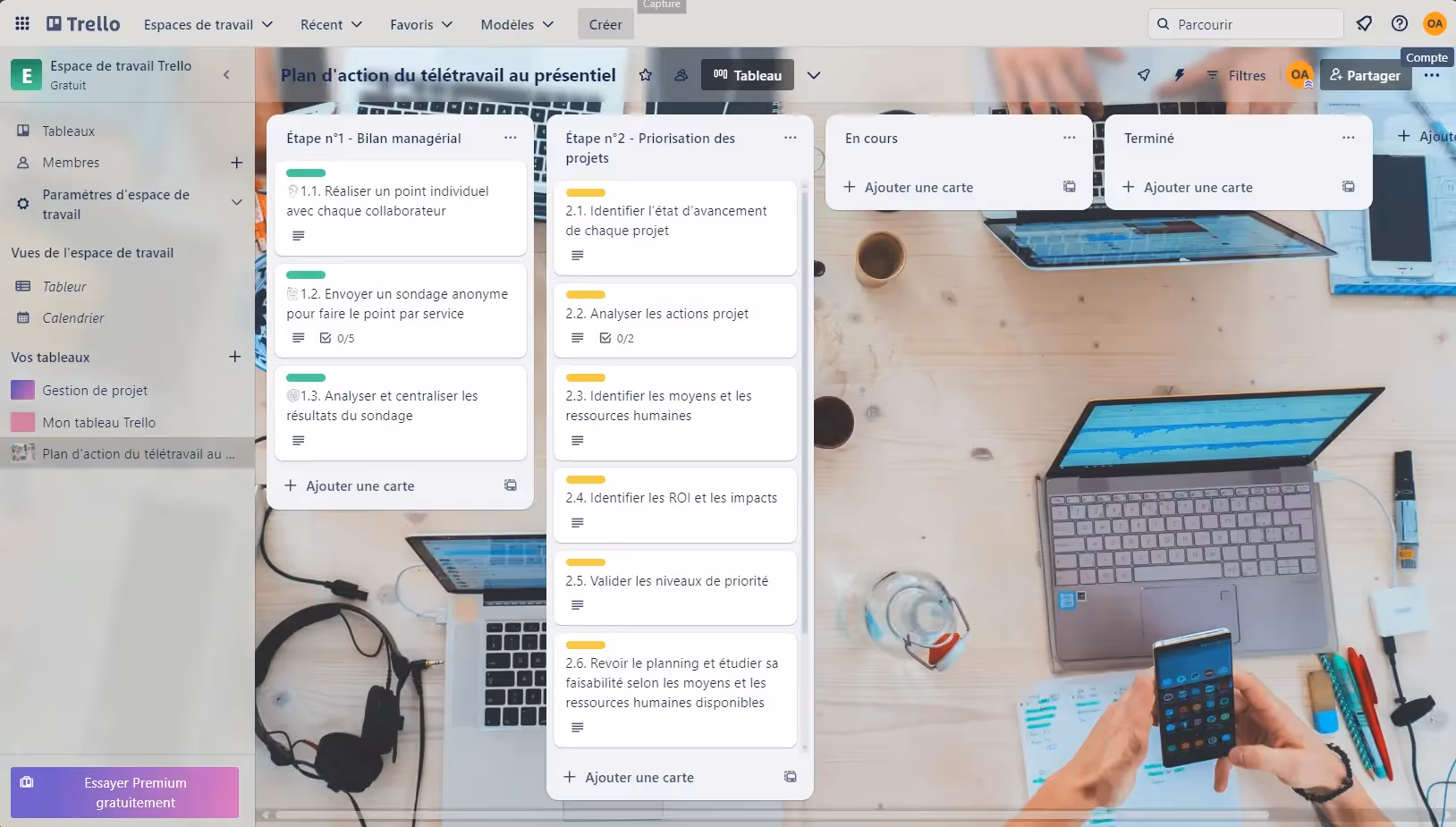 Aperçu de Trello