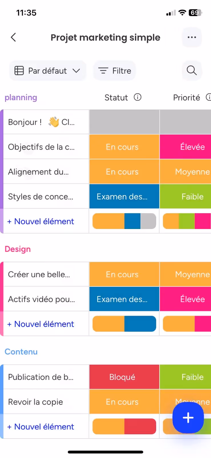 Application mobile de Monday.com