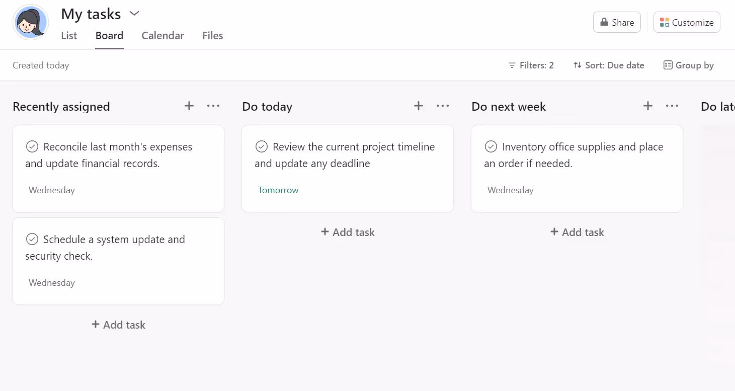 Asana User Interface