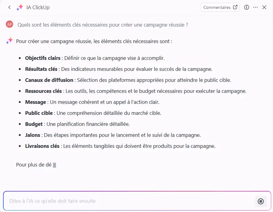 Assistant rédacteur de ClickUp AI