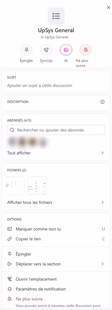 Barre de Chat d'équipe