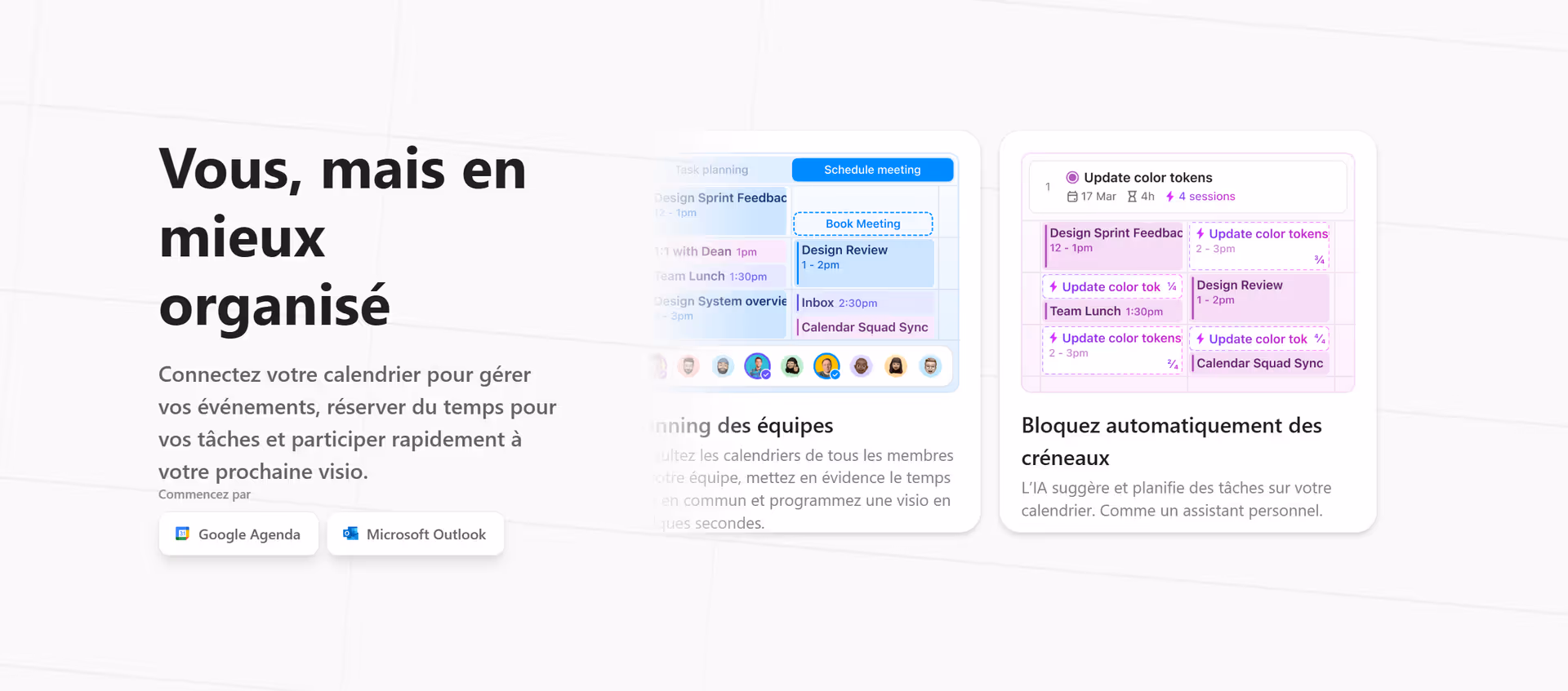 Calendrier time-blocking de ClickUp