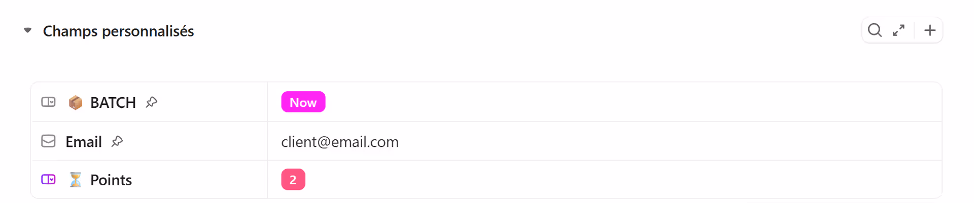 Champs personnalisés ClickUp