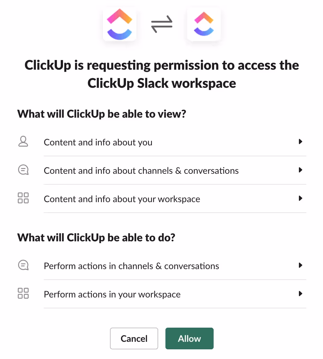 Authorizing ClickUp and Slack Integration