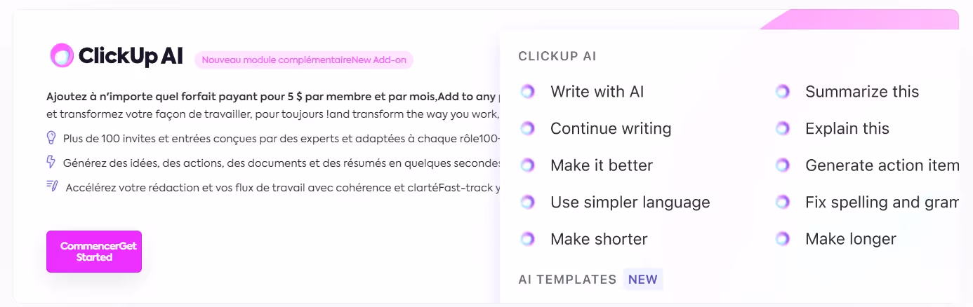 Le complément IA de ClickUp