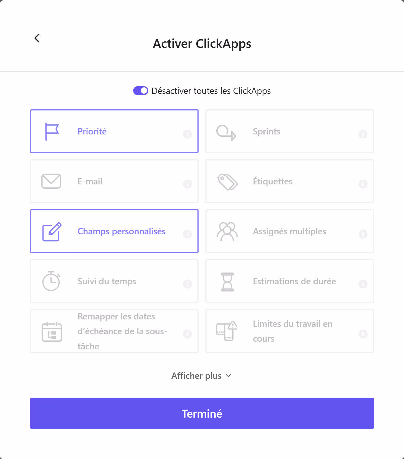 Activer les ClickApps de base