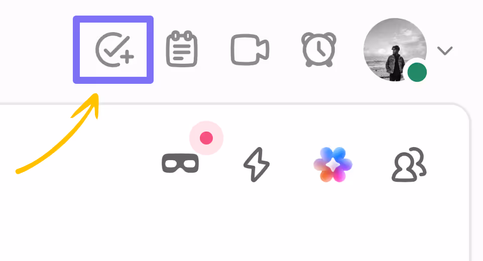 Ajout de tâches depuis la barre d'outil