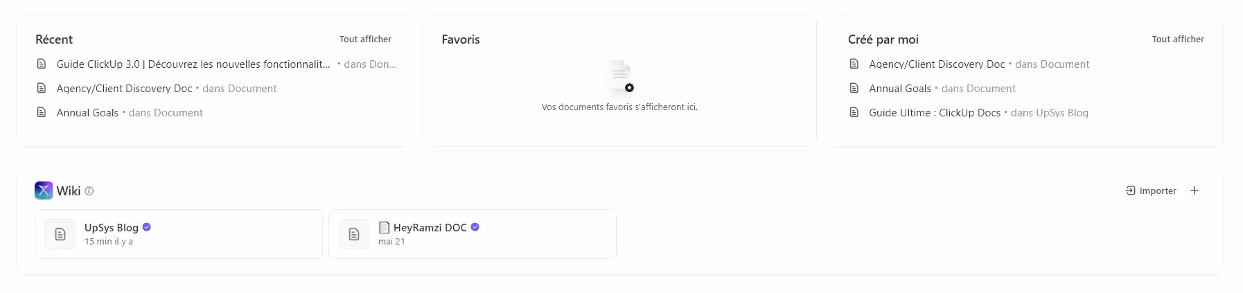 Hub de documents ClickUp