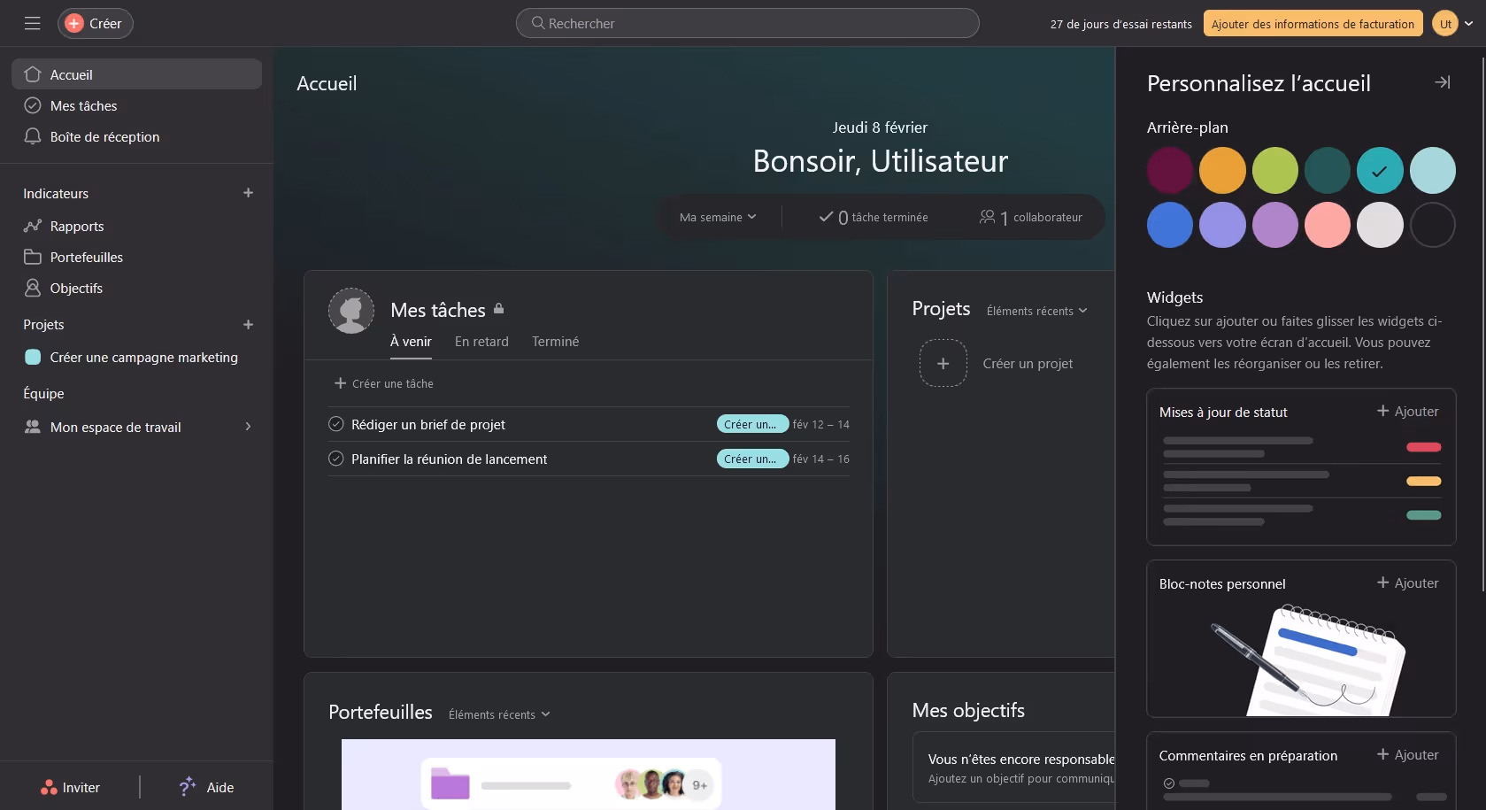 Un aperçu de l'interface d'Asana