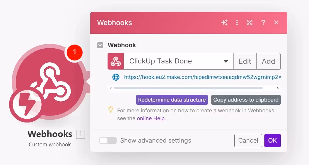 Mise en place du webhook dans Make