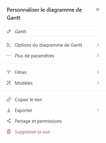 Personnaliser le diagramme de Gantt