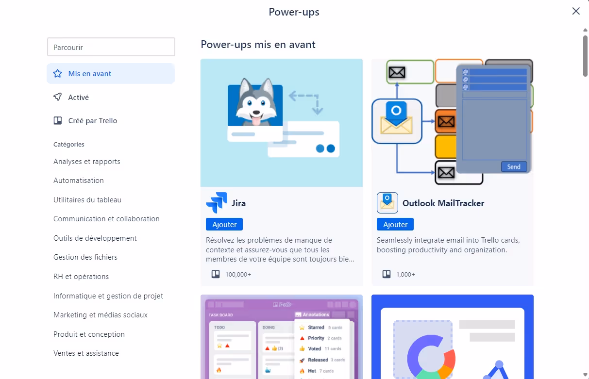 Les Power-Ups sur Trello