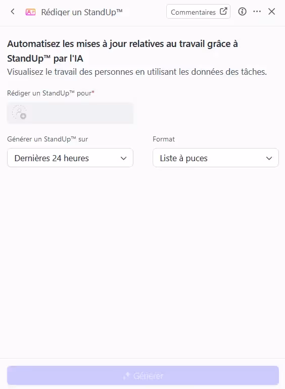Rédaction d'un compte rendu avec ClickUp Brain