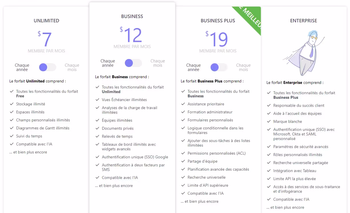 Tarification de ClickUp