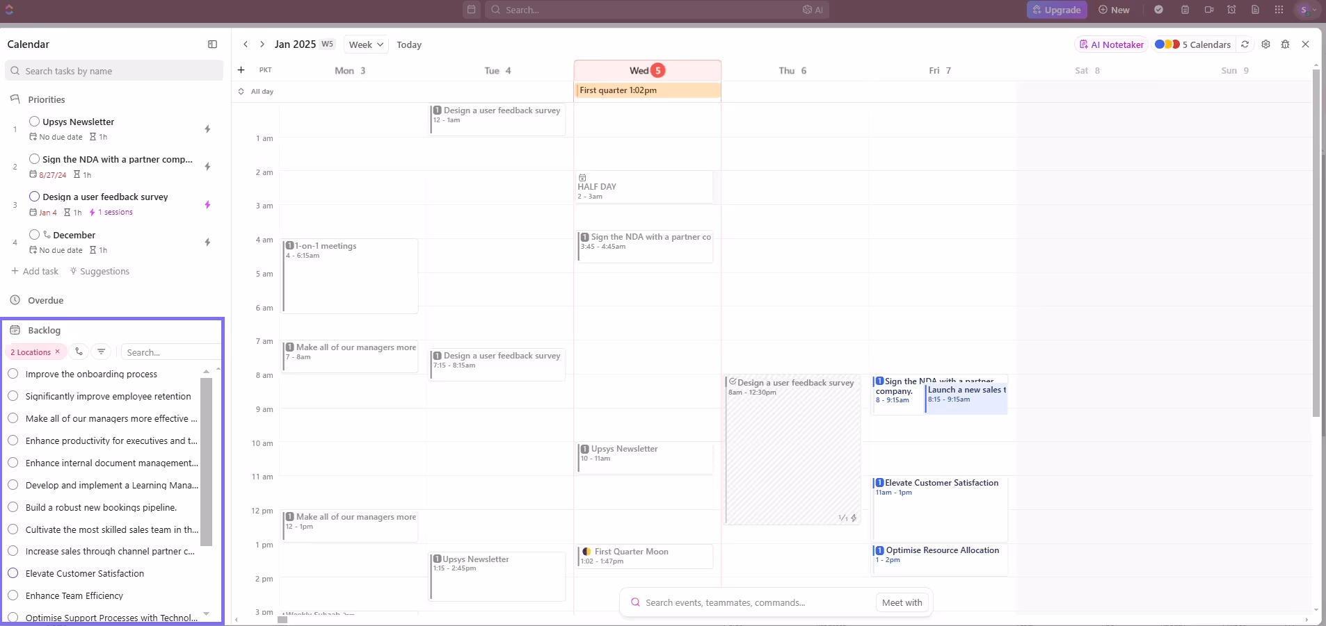 Tasks backlog