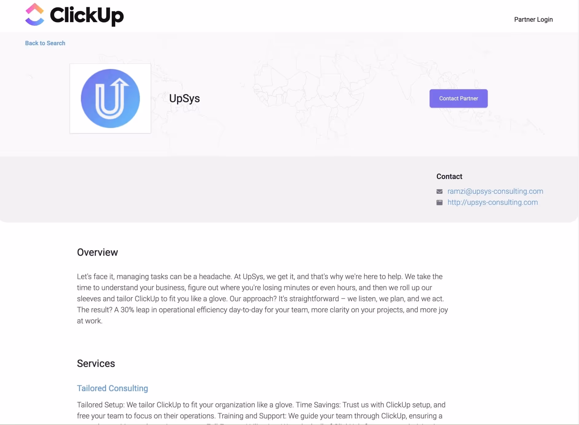The ClickUp Verified Consultants platforms lets you discover dozens of experts to pick from