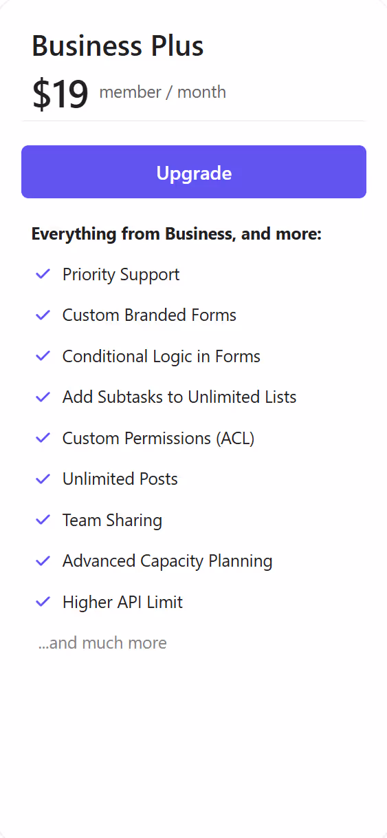 ClickUp Business Plus Plan